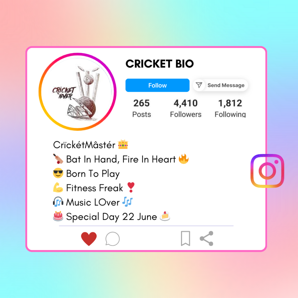 Cricket-Instagram-Bio