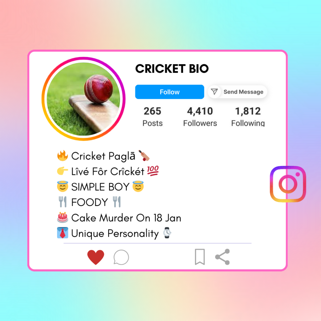 Cricket-Instagram-Bio