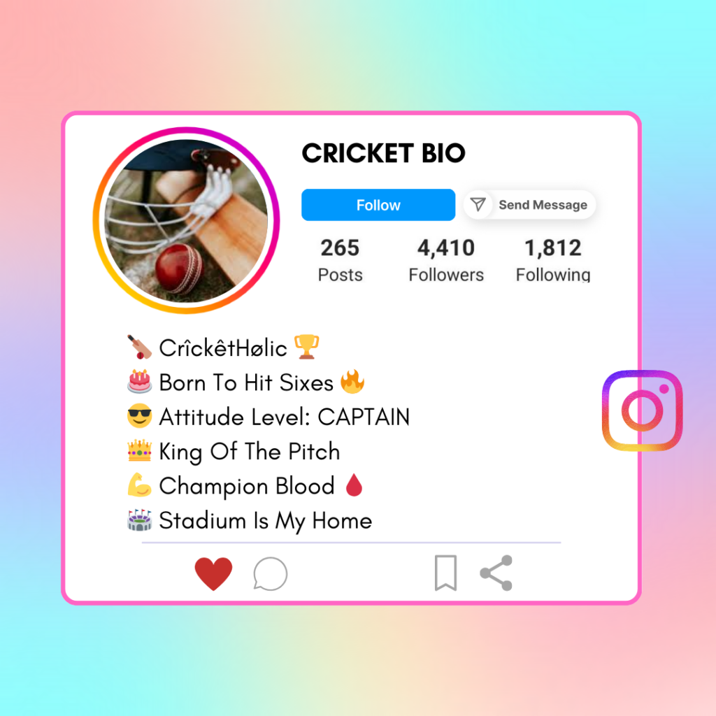 Cricket-Instagram-Bio