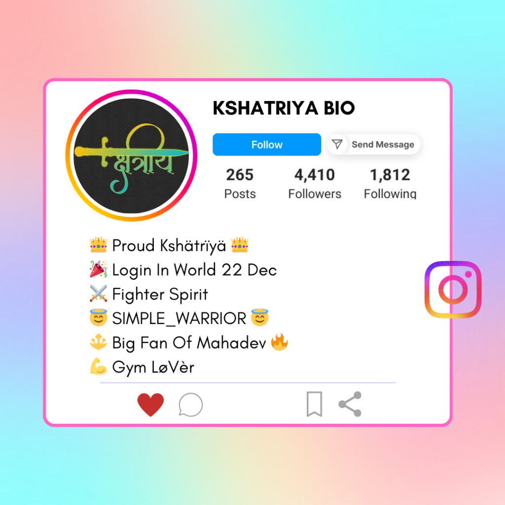Kshatriya-Instagram-Bio