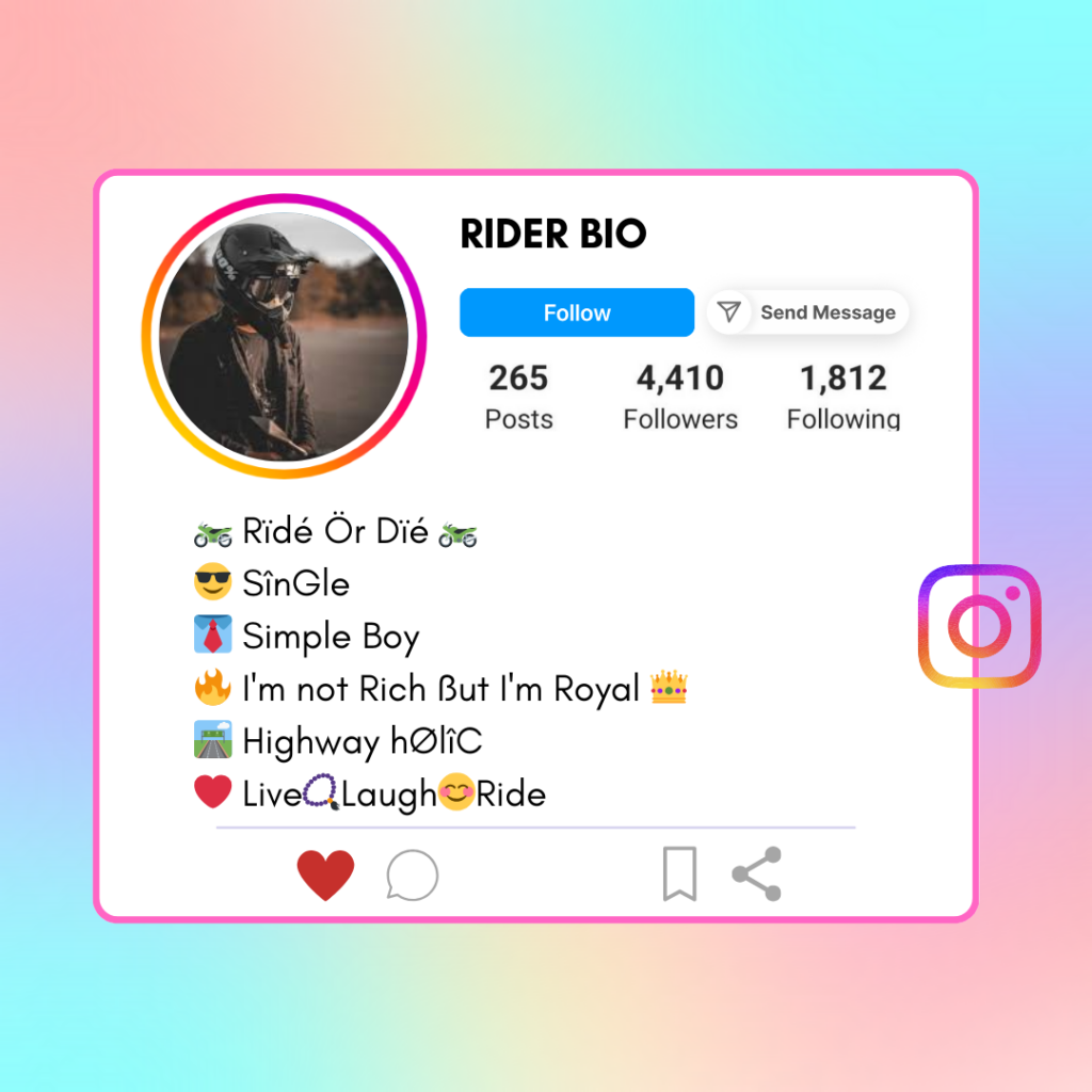 Rider Instagram Bio
