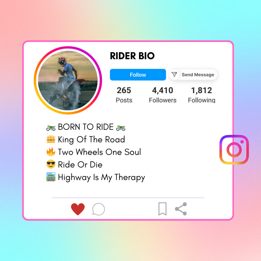 Rider Instagram Bio